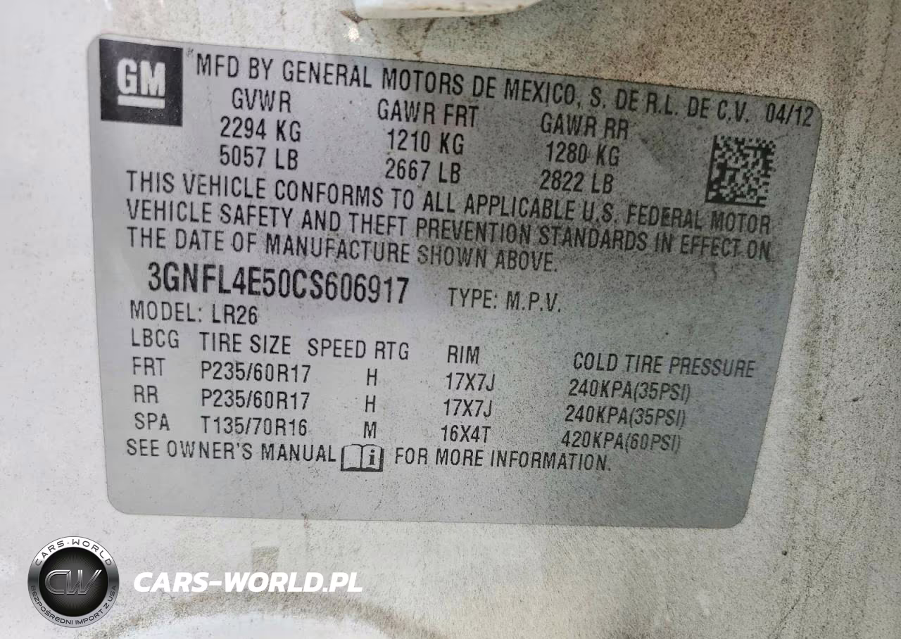 2012 Chevrolet Captiva Sport VIN:3GNFL4E50CS606917 - 13