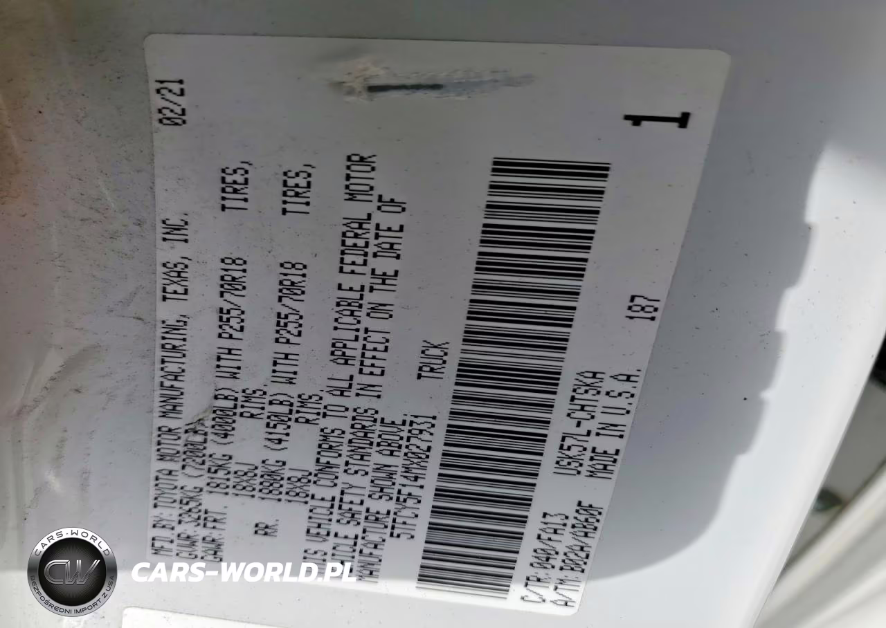 2021 Toyota Tundra Double Cab Sr VIN:5TFCY5F14MX027931 - 12