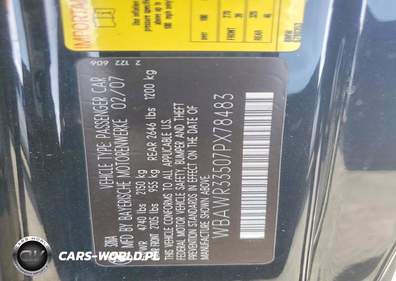 2007 BMW 328 I Sulev VIN:WBAWR33507PX78483 - 12