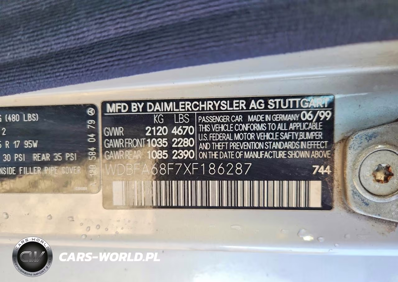 1999 Mercedes-Benz Sl 500 VIN:WDBFA68F7XF186287 - 12