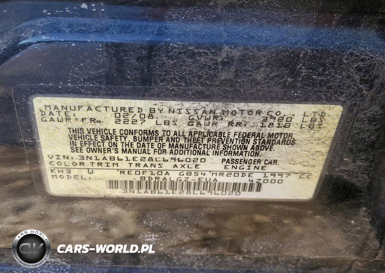 2008 Nissan Sentra 2.0 VIN:3N1AB61E28L696020 - 12