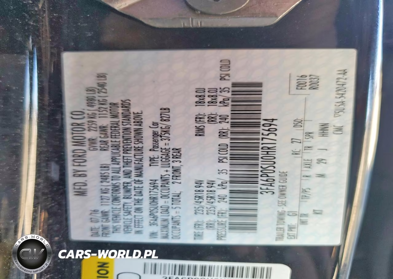 2017 Ford Fusion Titanium Phev VIN:3FA6P0SU0HR175694 - 12