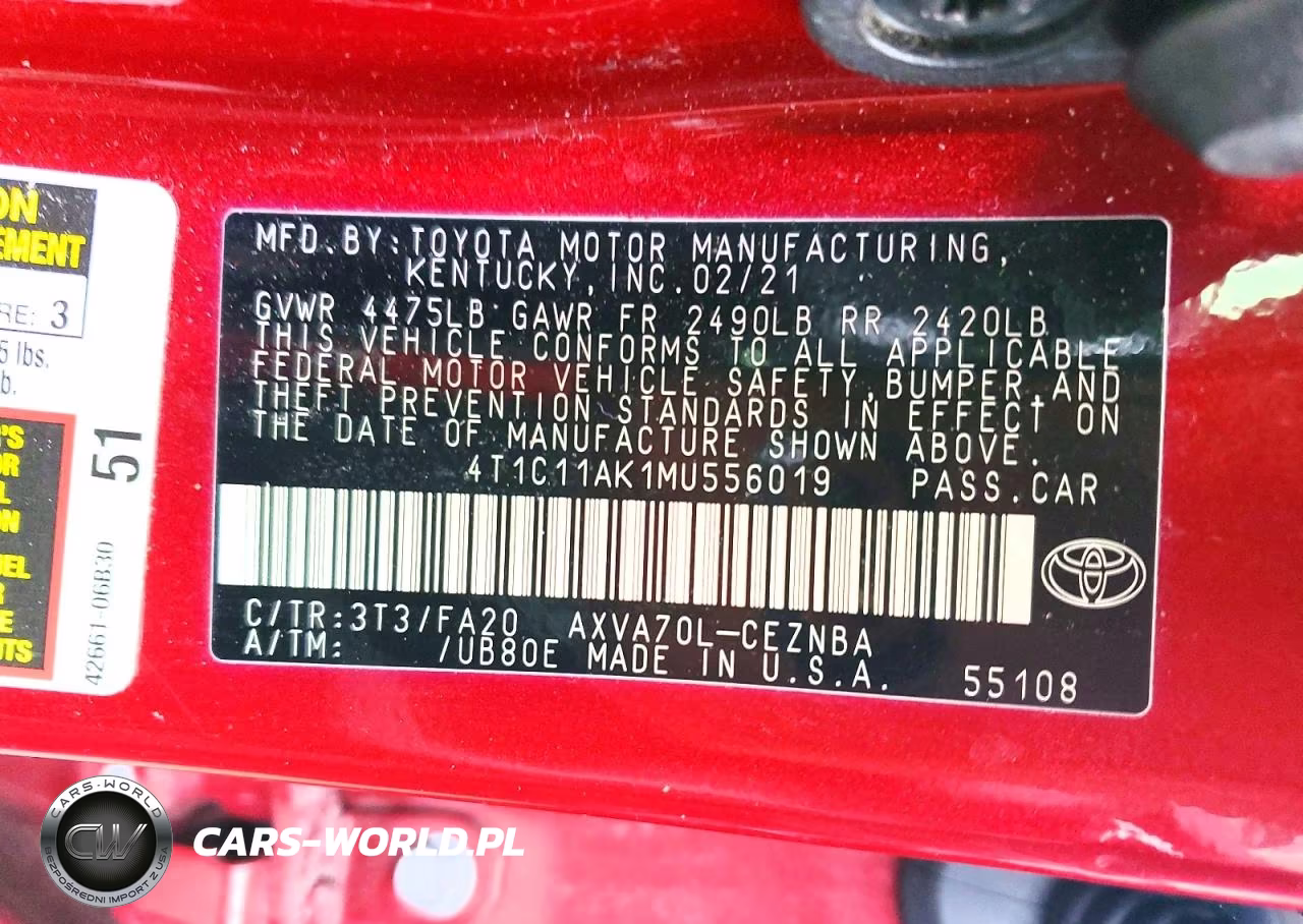 2021 Toyota Camry Le VIN:4T1C11AK1MU556019 - 13