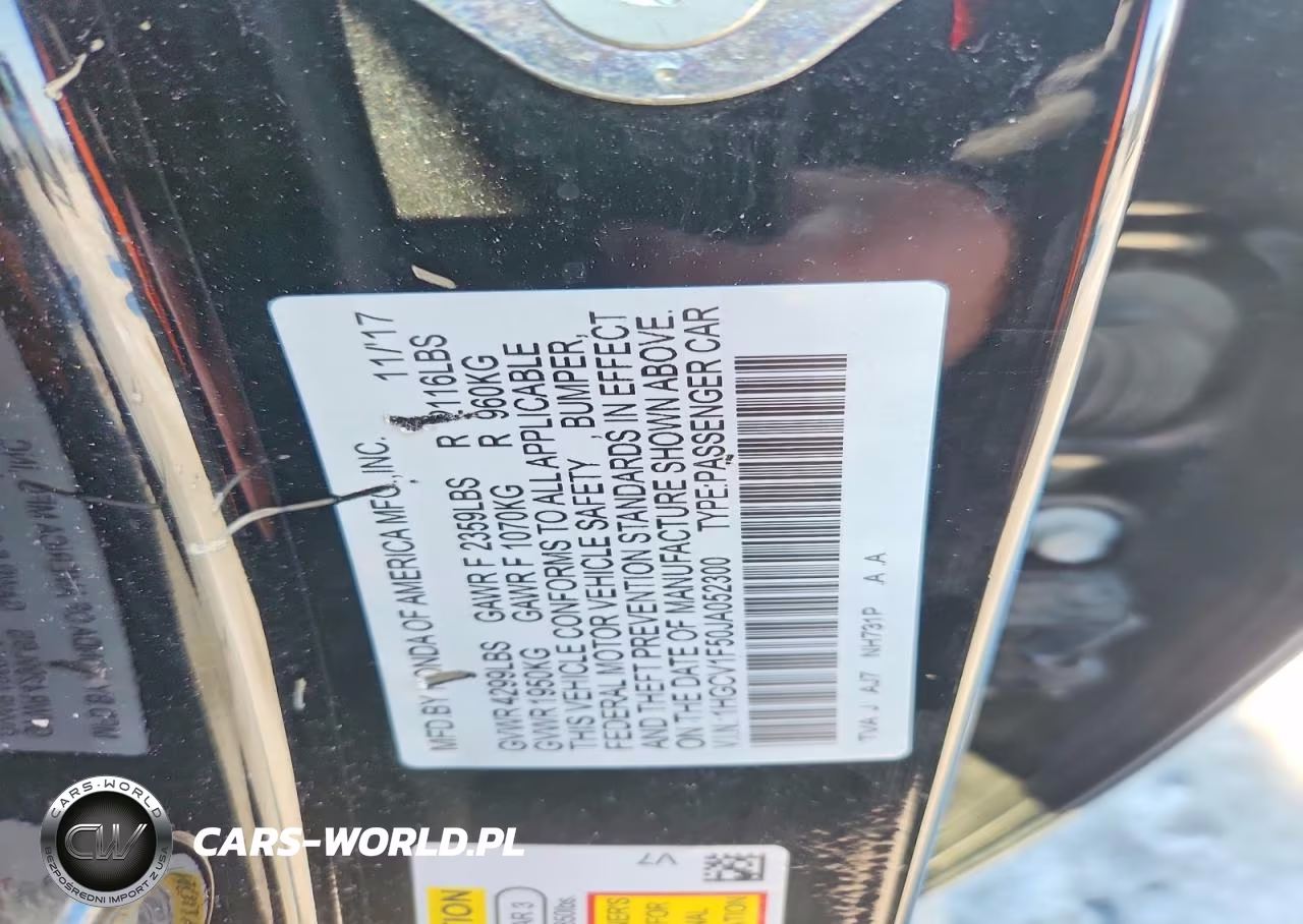 2018 Honda Accord Exl VIN:1HGCV1F50JA052300 - 12