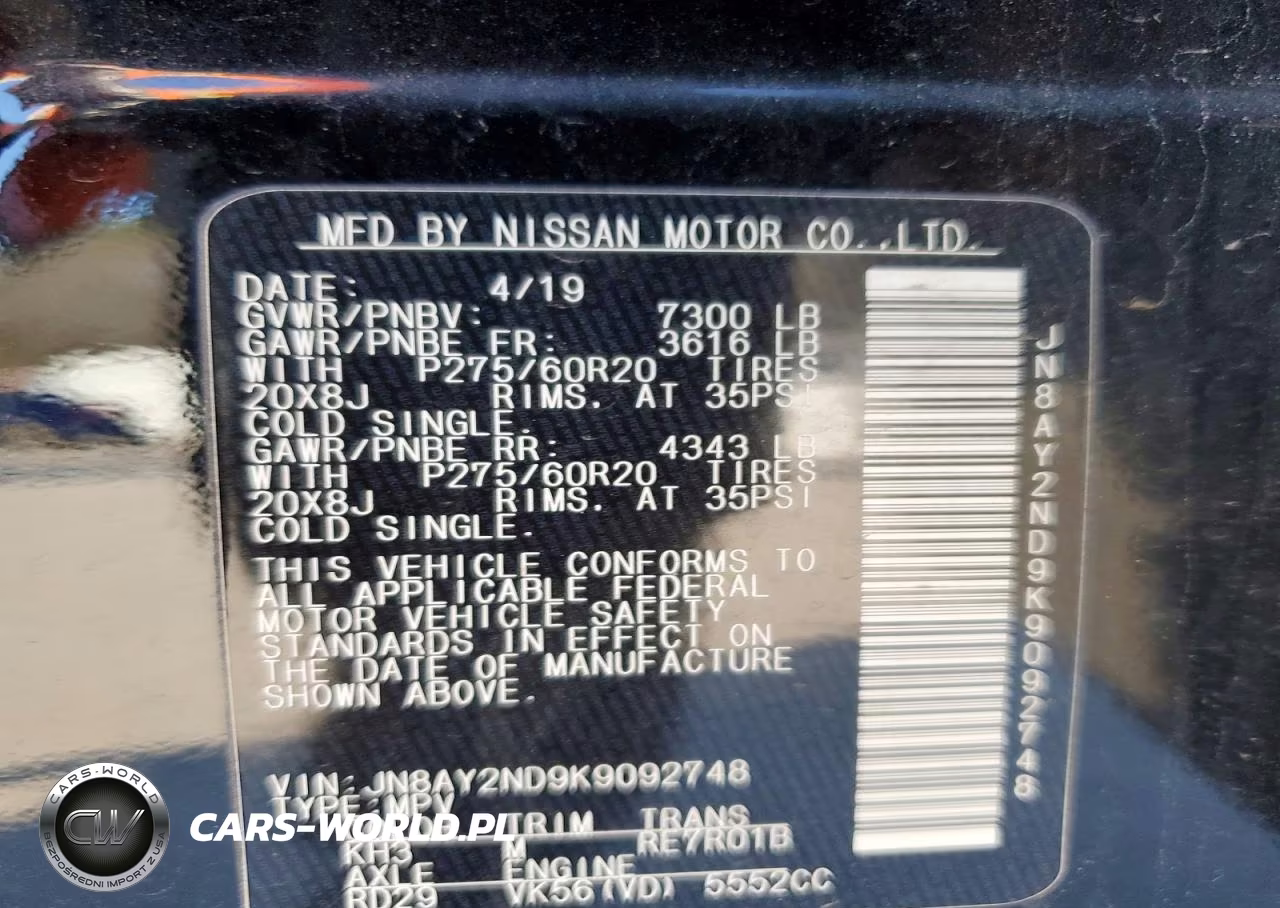 2019 Nissan Armada Sl VIN:JN8AY2ND9K9092748 - 14