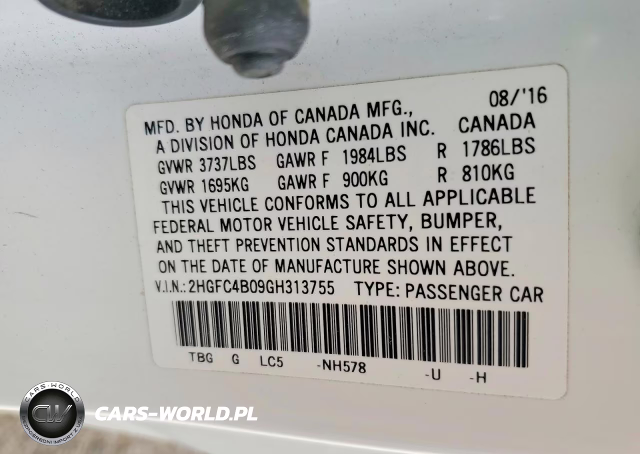 2016 Honda Civic Lx VIN:2HGFC4B09GH313755 - 12