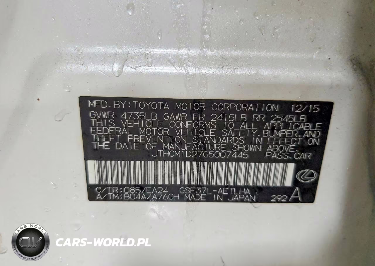 2016 Lexus Is 300 Base VIN:JTHCM1D27G5007445 - 12