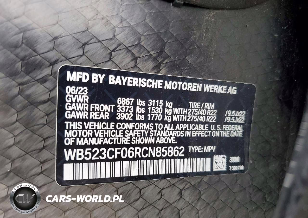 2024 BMW Ix xDrive50 VIN:WB523CF06RCN85862 - 14