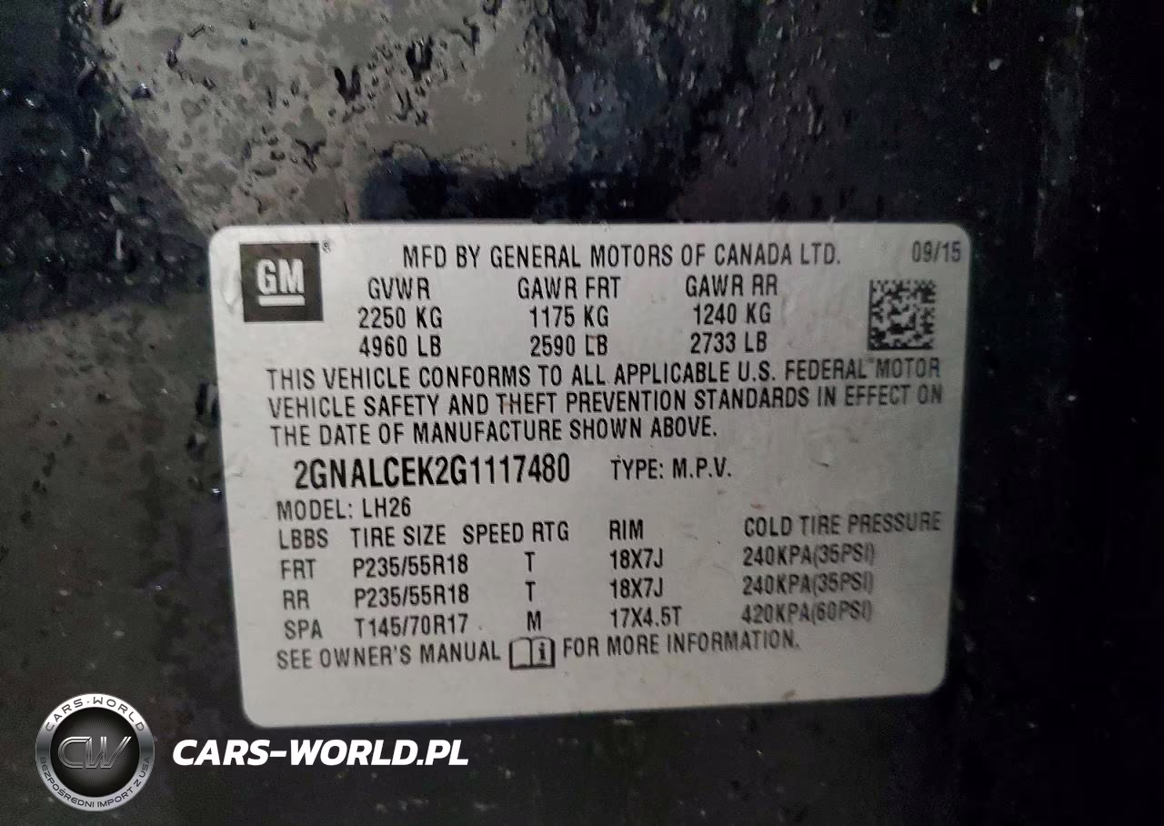 2016 Chevrolet Equinox Lt VIN:2GNALCEK2G1117480 - 14
