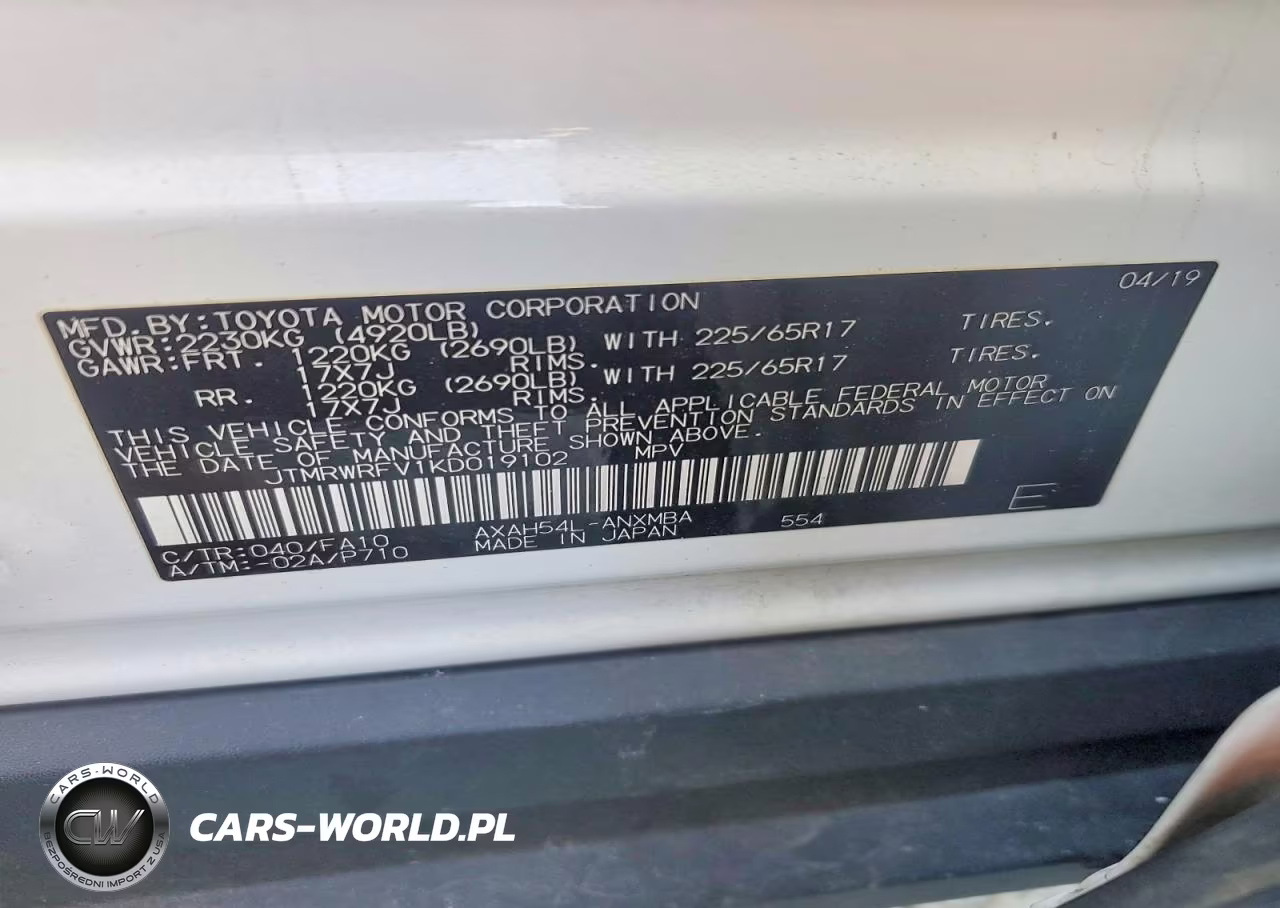 2019 Toyota Rav4 Xle VIN:JTMRWRFV1KD019102 - 13