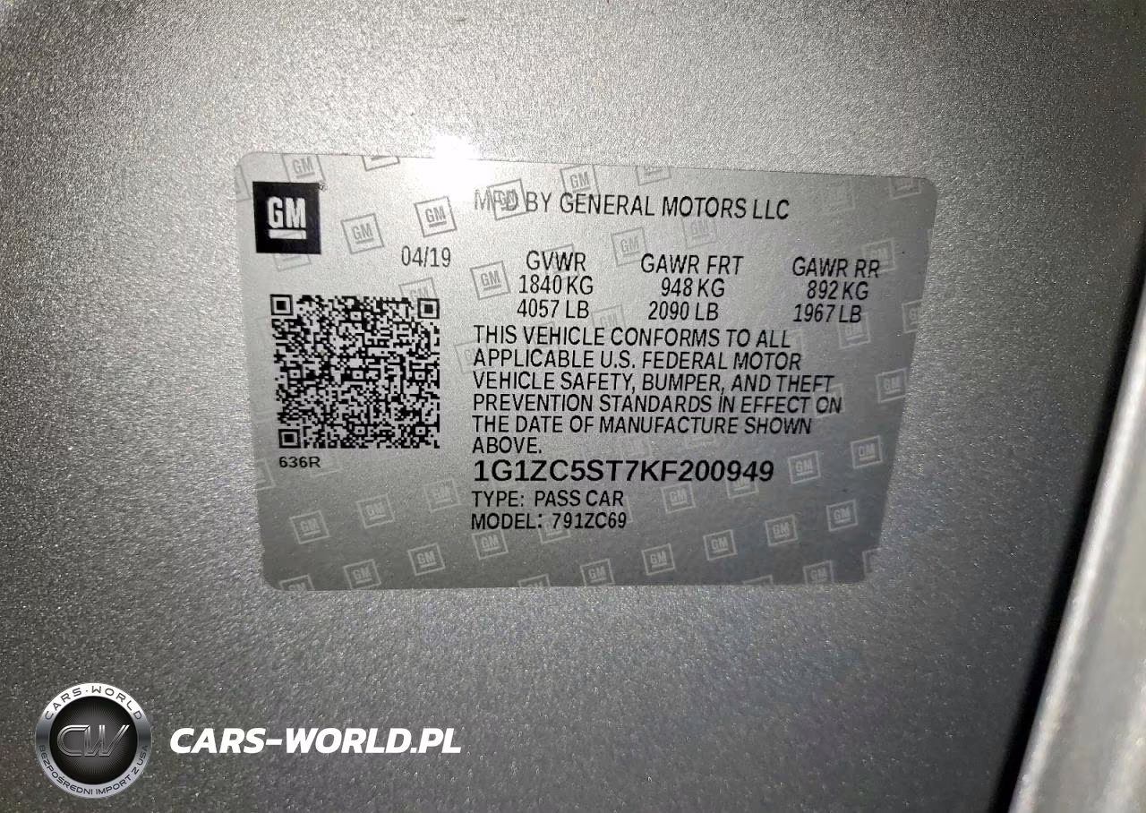 2019 Chevrolet Malibu Ls VIN:1G1ZC5ST7KF200949 - 13