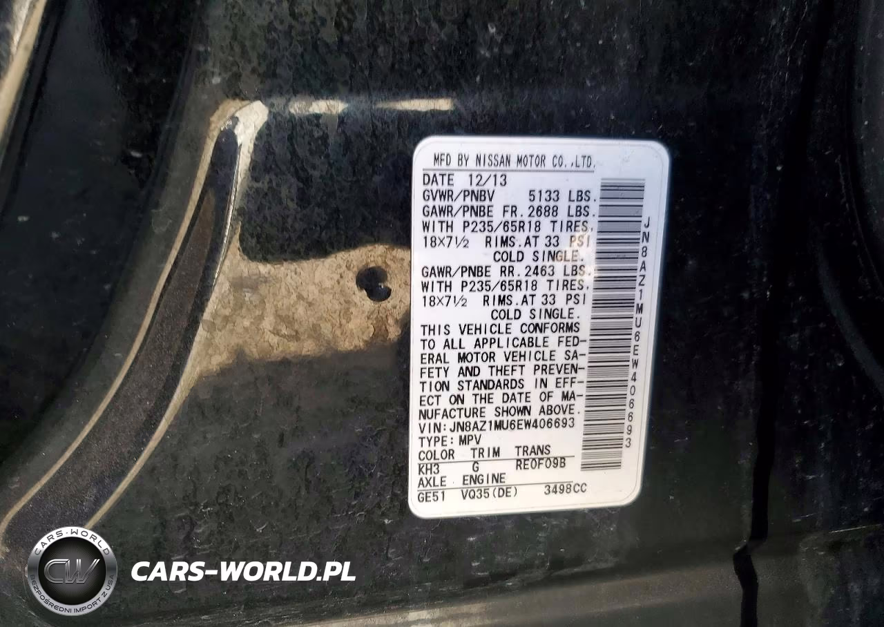 2014 Nissan Murano VIN:JN8AZ1MU6EW406693 - 13