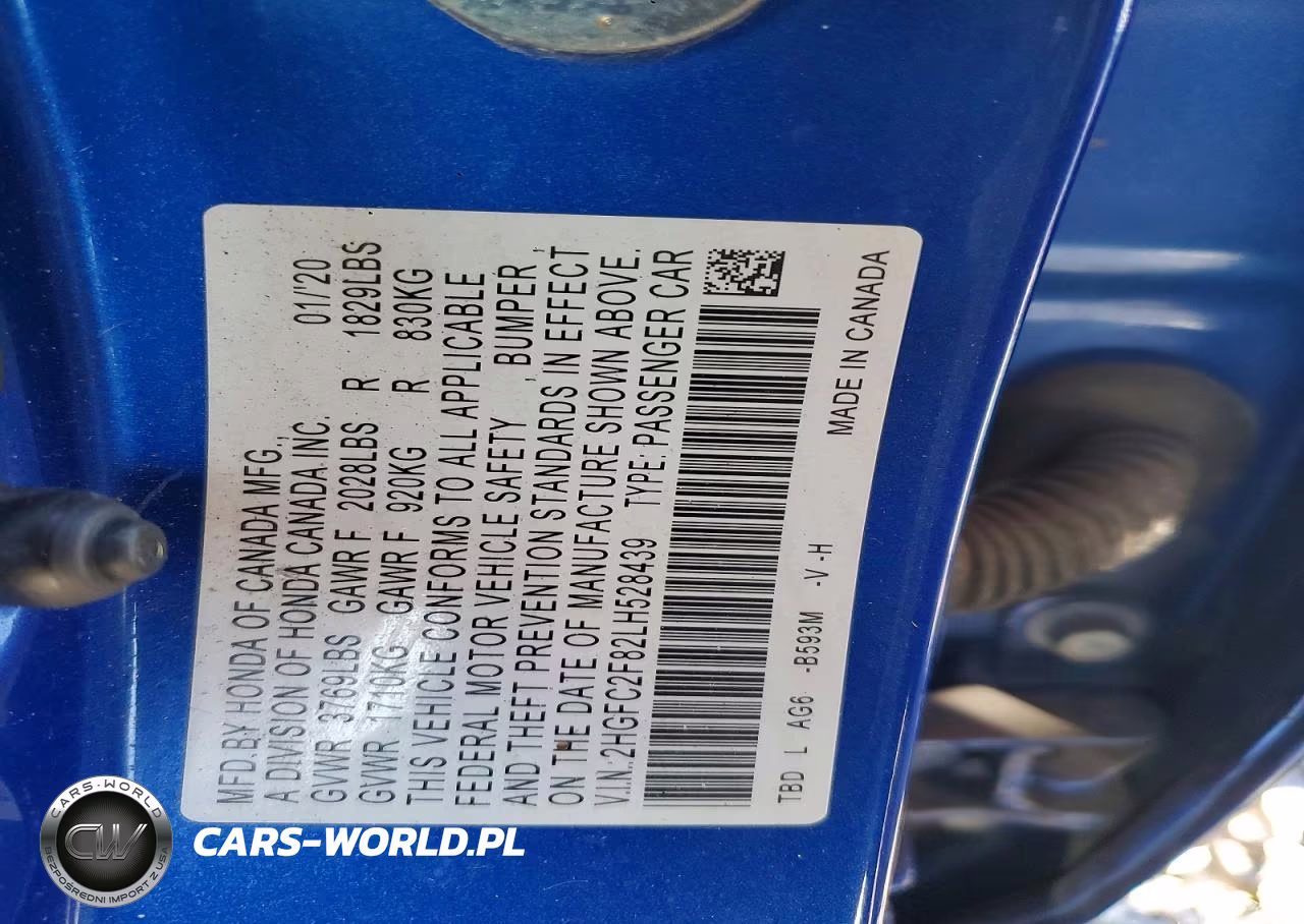 2020 Honda Civic Sport VIN:2HGFC2F82LH528439 - 12