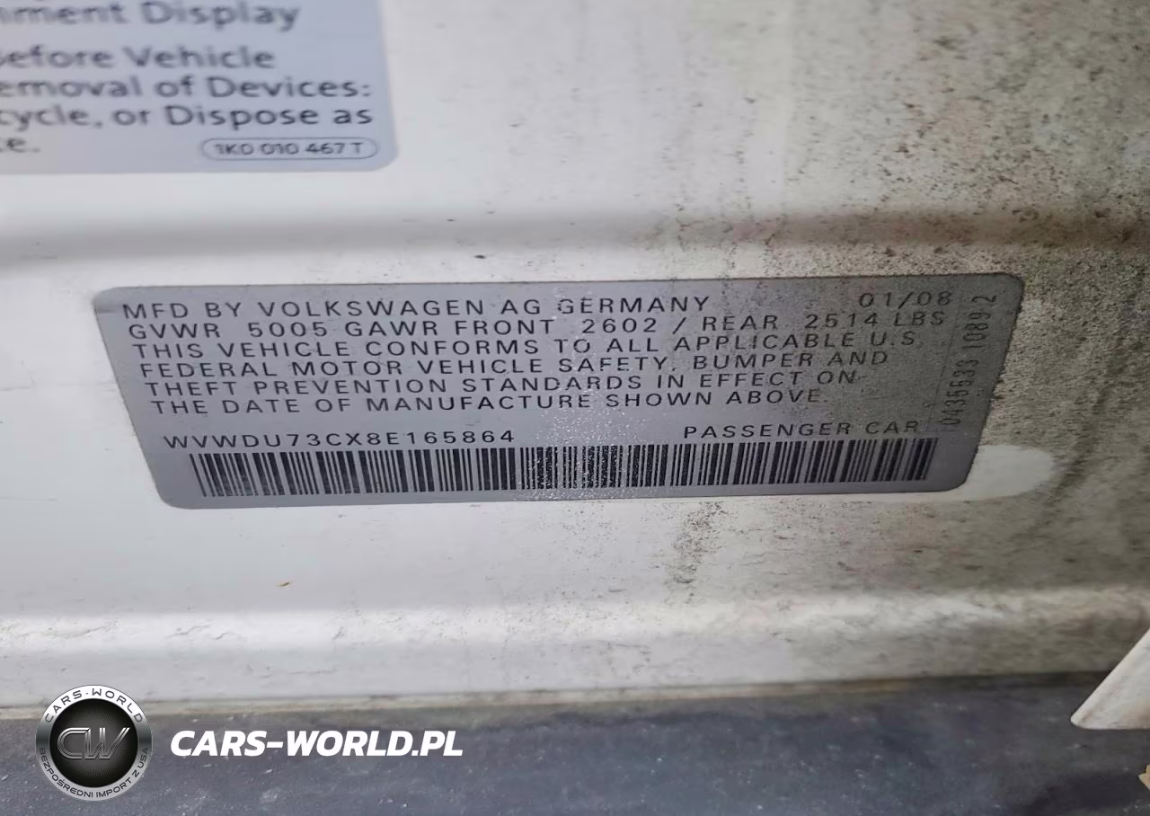 2008 Volkswagen Passat Vr6 4Motion VIN:WVWDU73CX8E165864 - 12