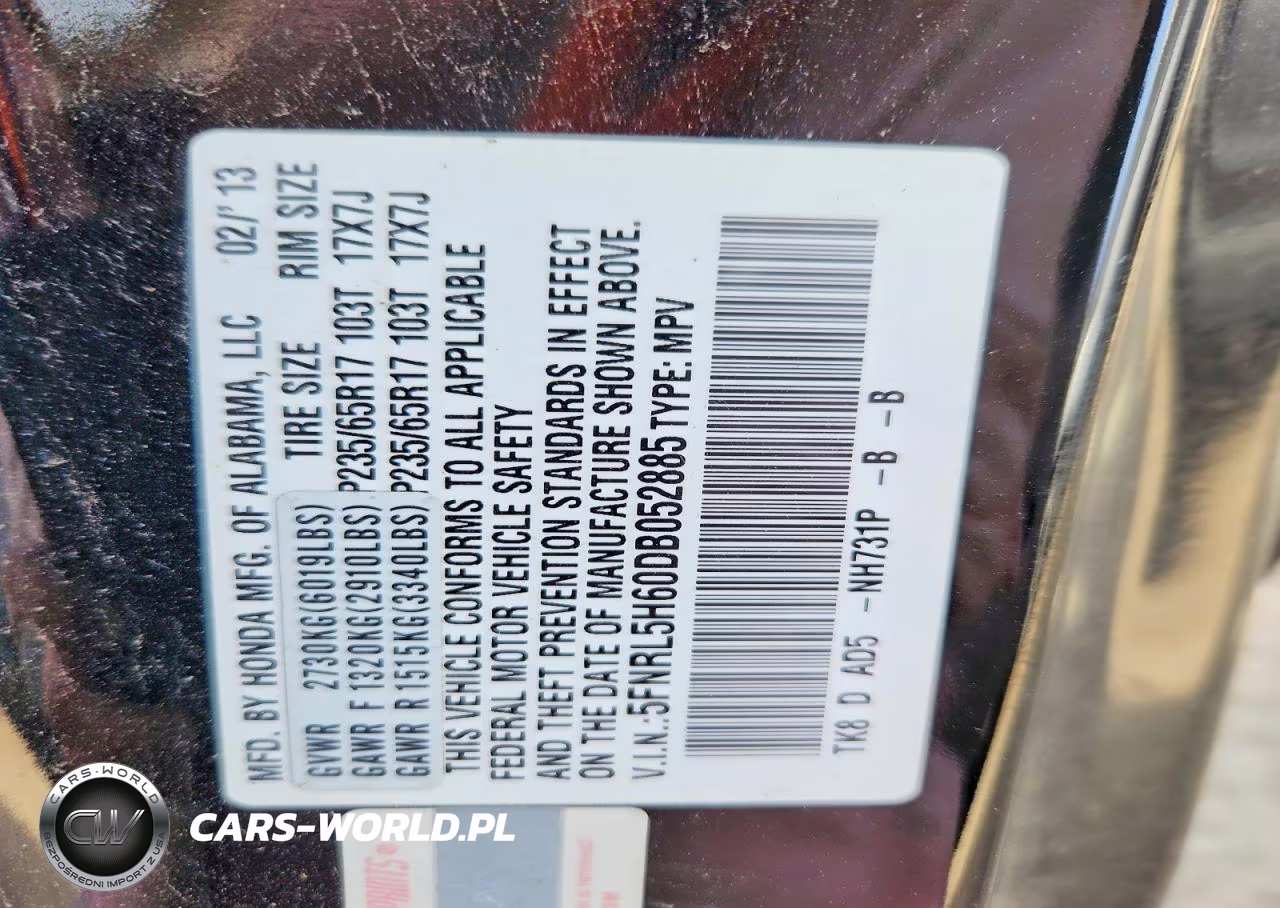 2013 Honda Odyssey Exl VIN:5FNRL5H60DB052885 - 13