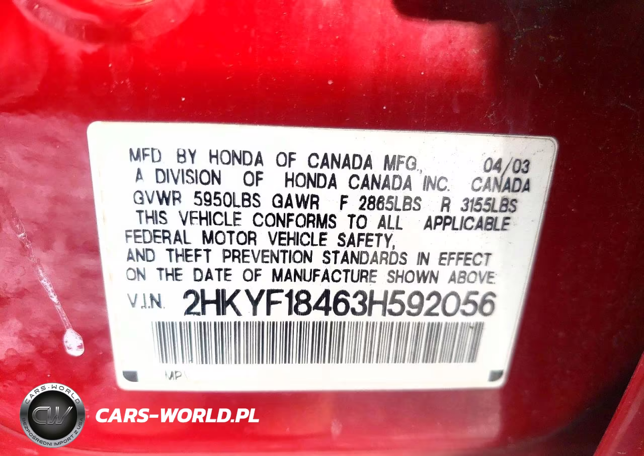 2003 Honda Pilot Ex VIN:2HKYF18463H592056 - 14