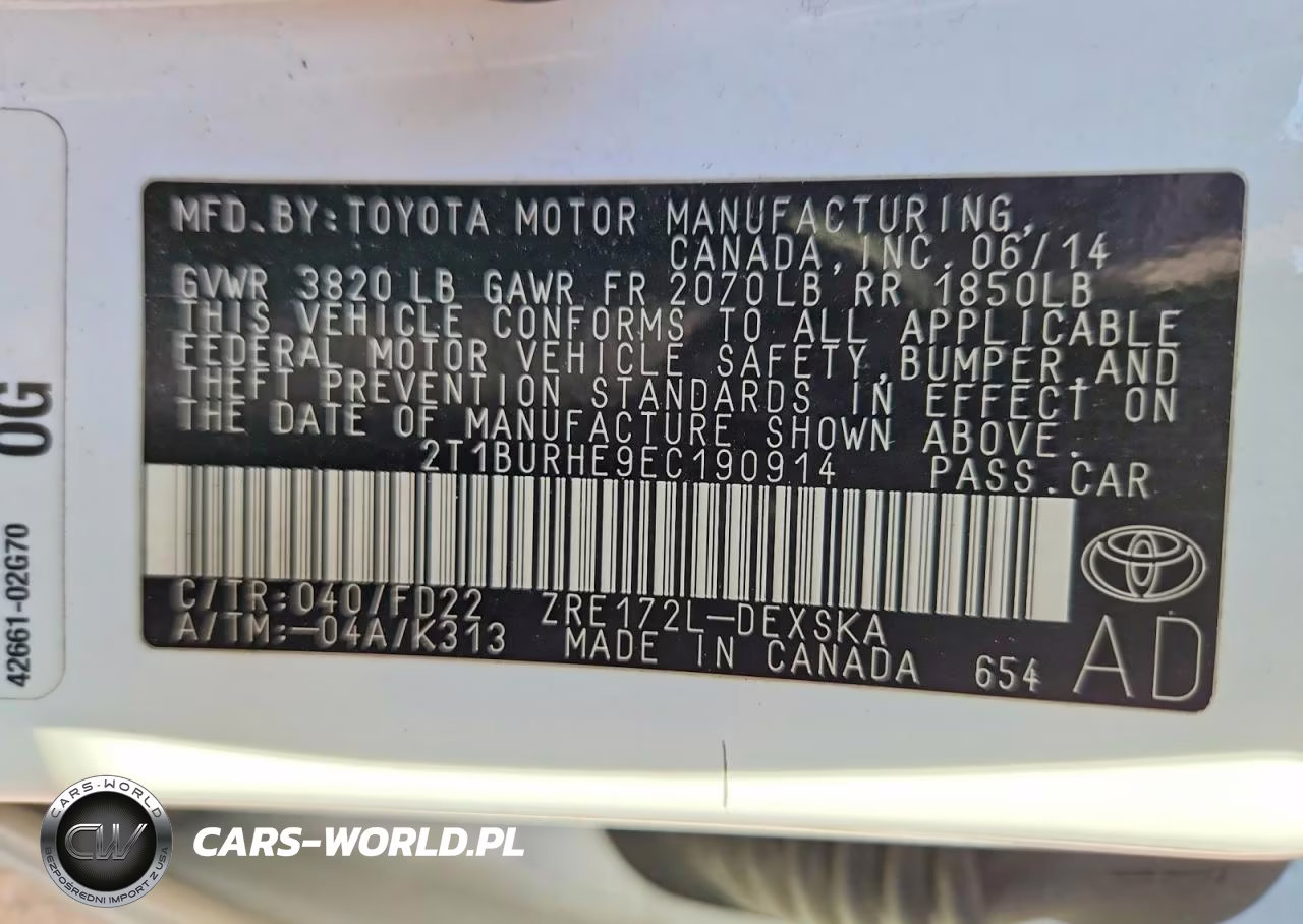 2014 Toyota Corolla L VIN:2T1BURHE9EC190914 - 12