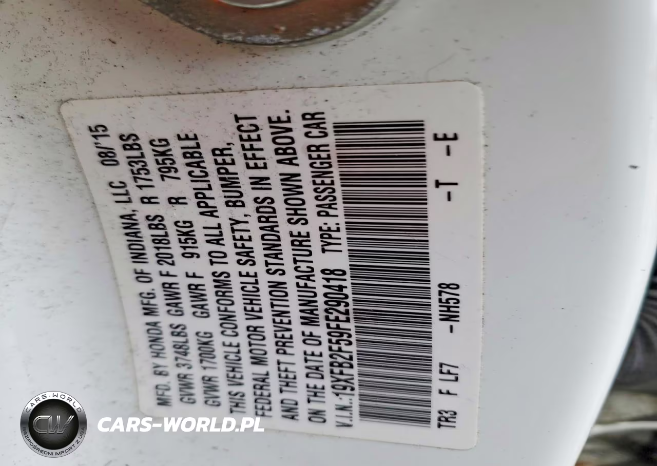 2015 Honda Civic Lx VIN:19XFB2F59FE290418 - 12