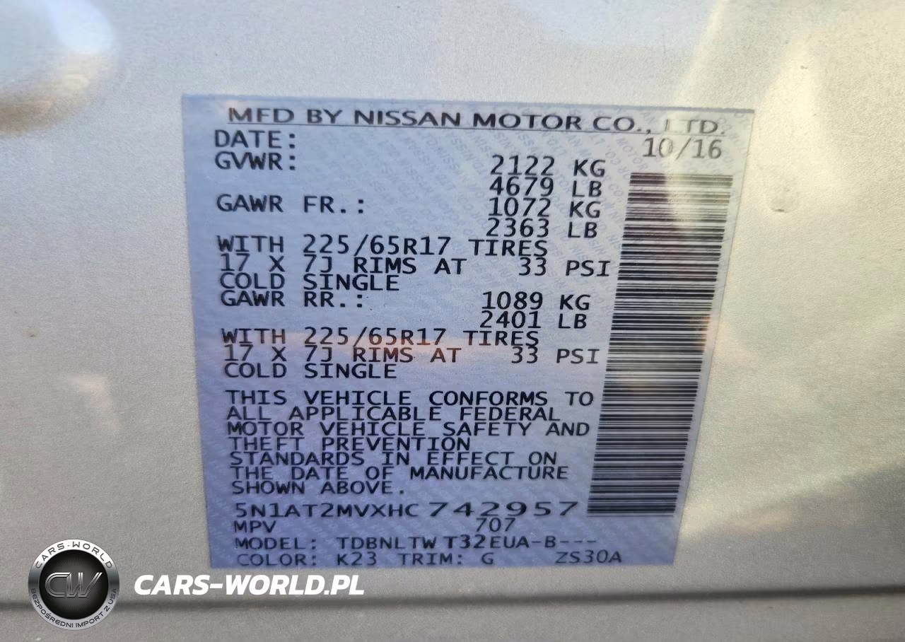 2017 Nissan Rogue Sv VIN:5N1AT2MVXHC742957 - 13