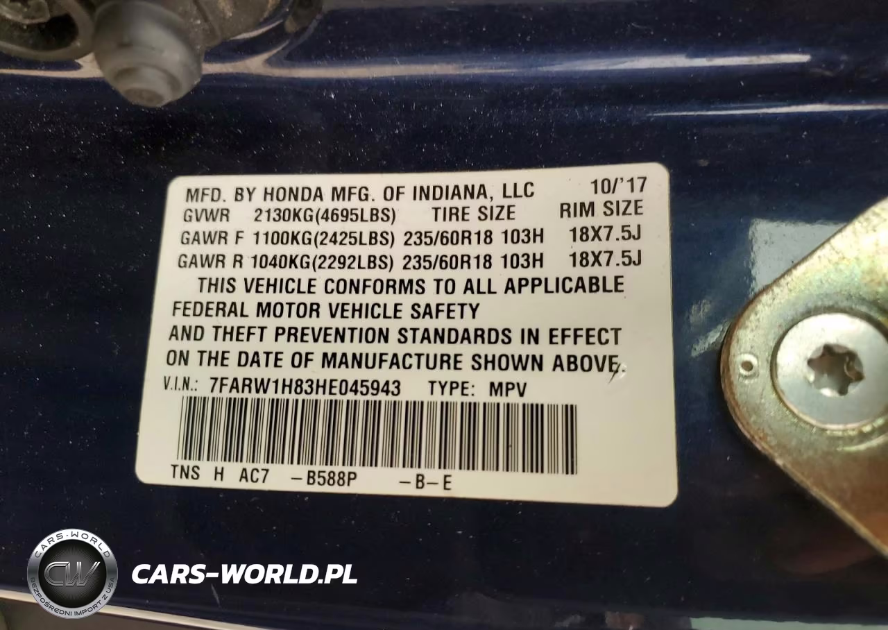 2017 Honda Cr-V Exl VIN:7FARW1H83HE045943 - 14
