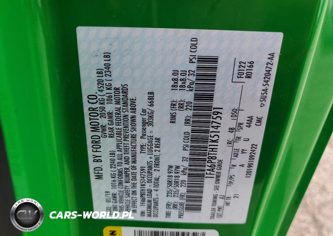 2019 Ford Mustang VIN:1FA6P8TH1K5147591 - 12