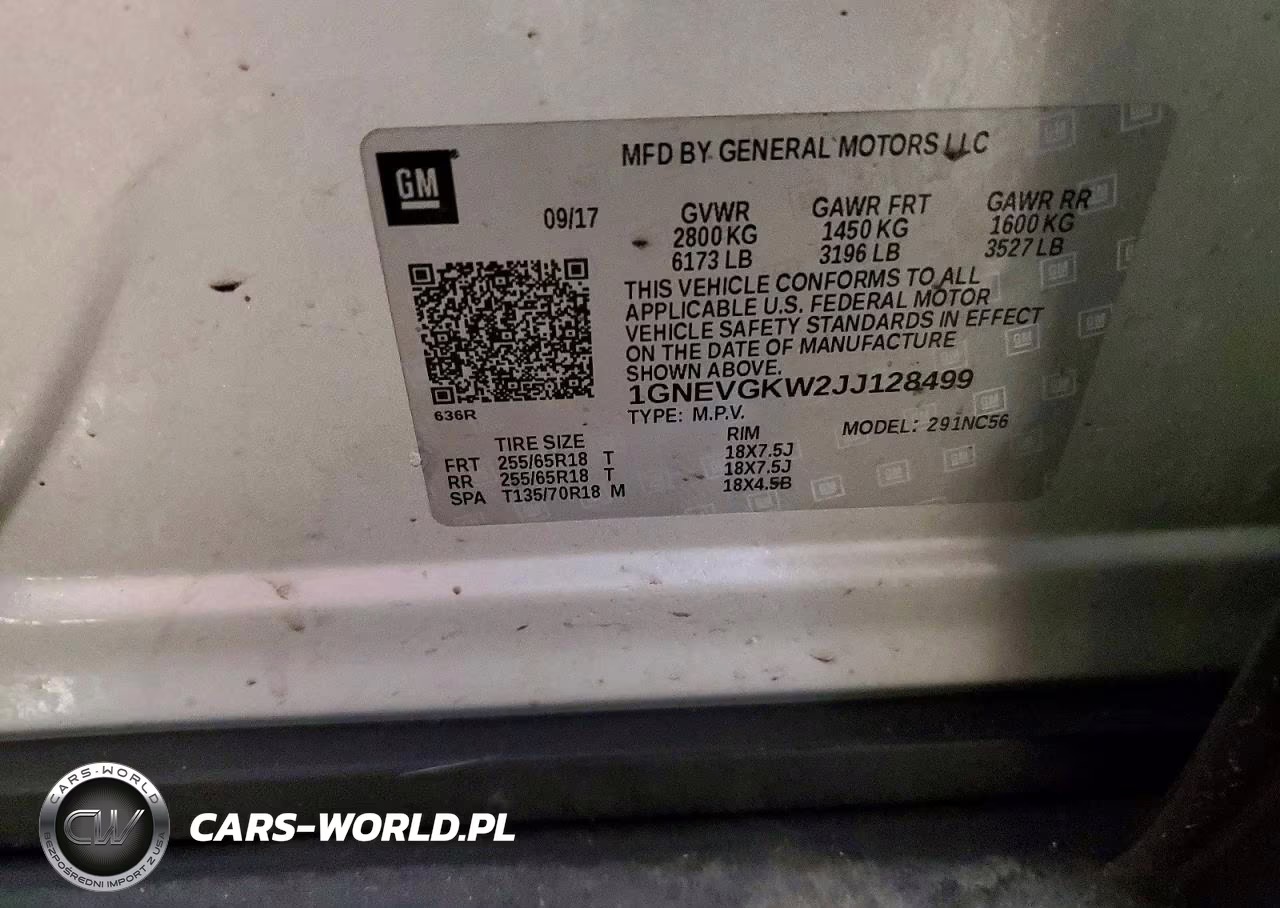 2018 Chevrolet Traverse Lt VIN:1GNEVGKW2JJ128499 - 13