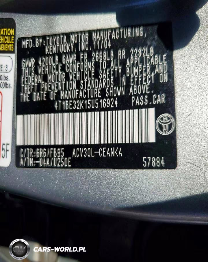 2005 Toyota Camry Le VIN:4T1BE32K15U516924 - 12