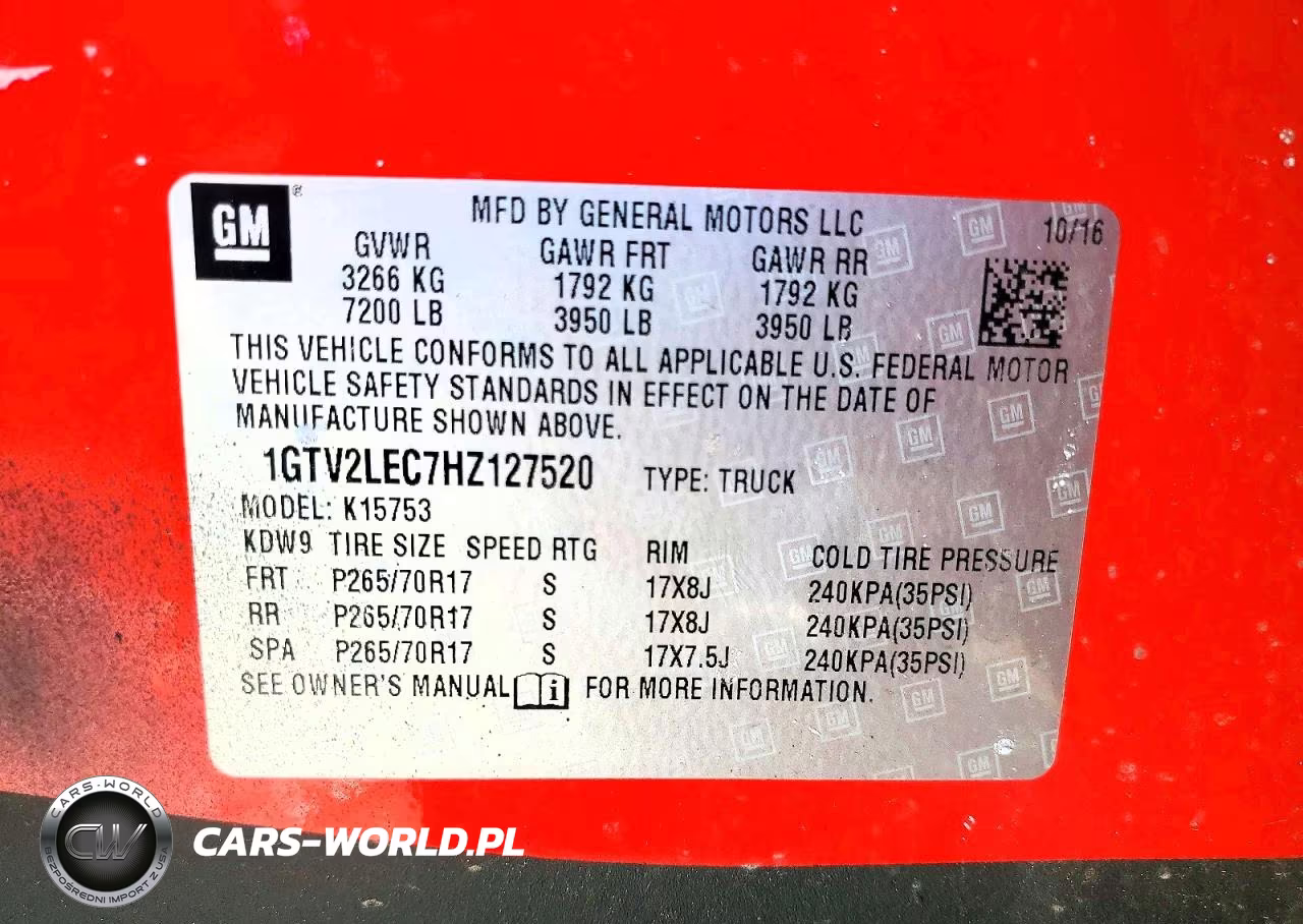 2017 GMC Sierra K1500 VIN:1GTV2LEC7HZ127520 - 12
