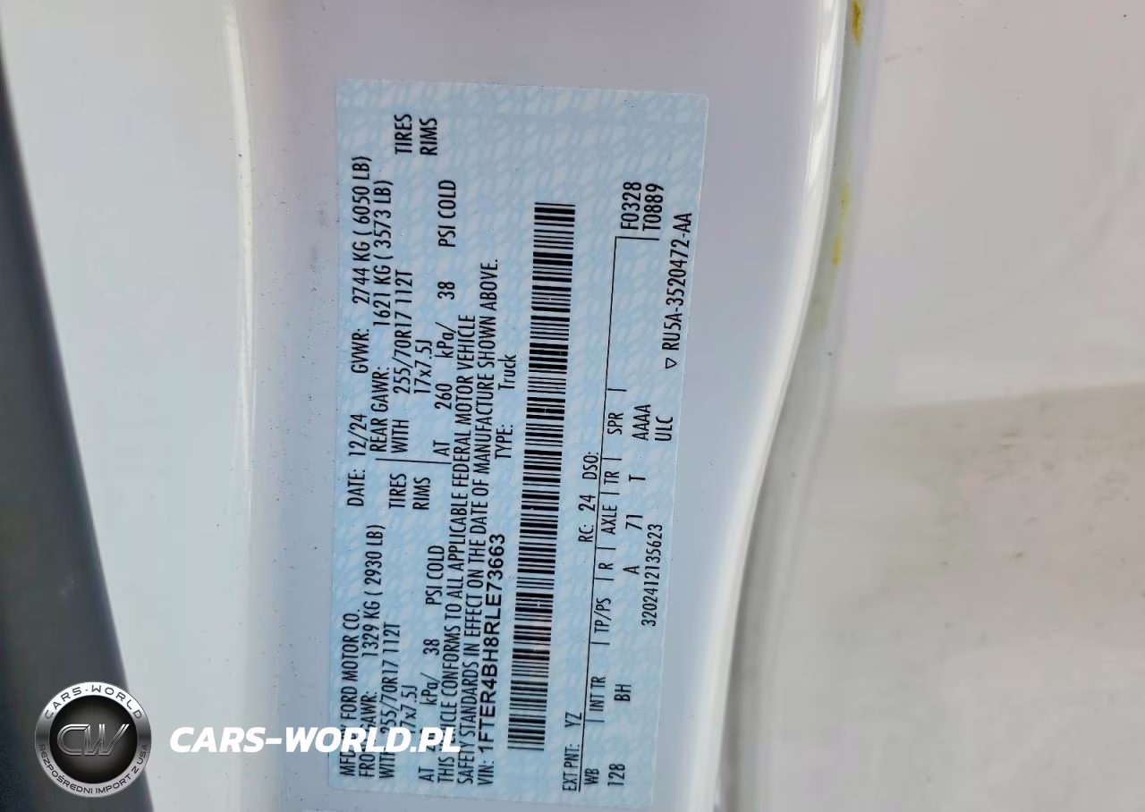 2024 Ford Ranger Xl VIN:1FTER4BH8RLE73663 - 12