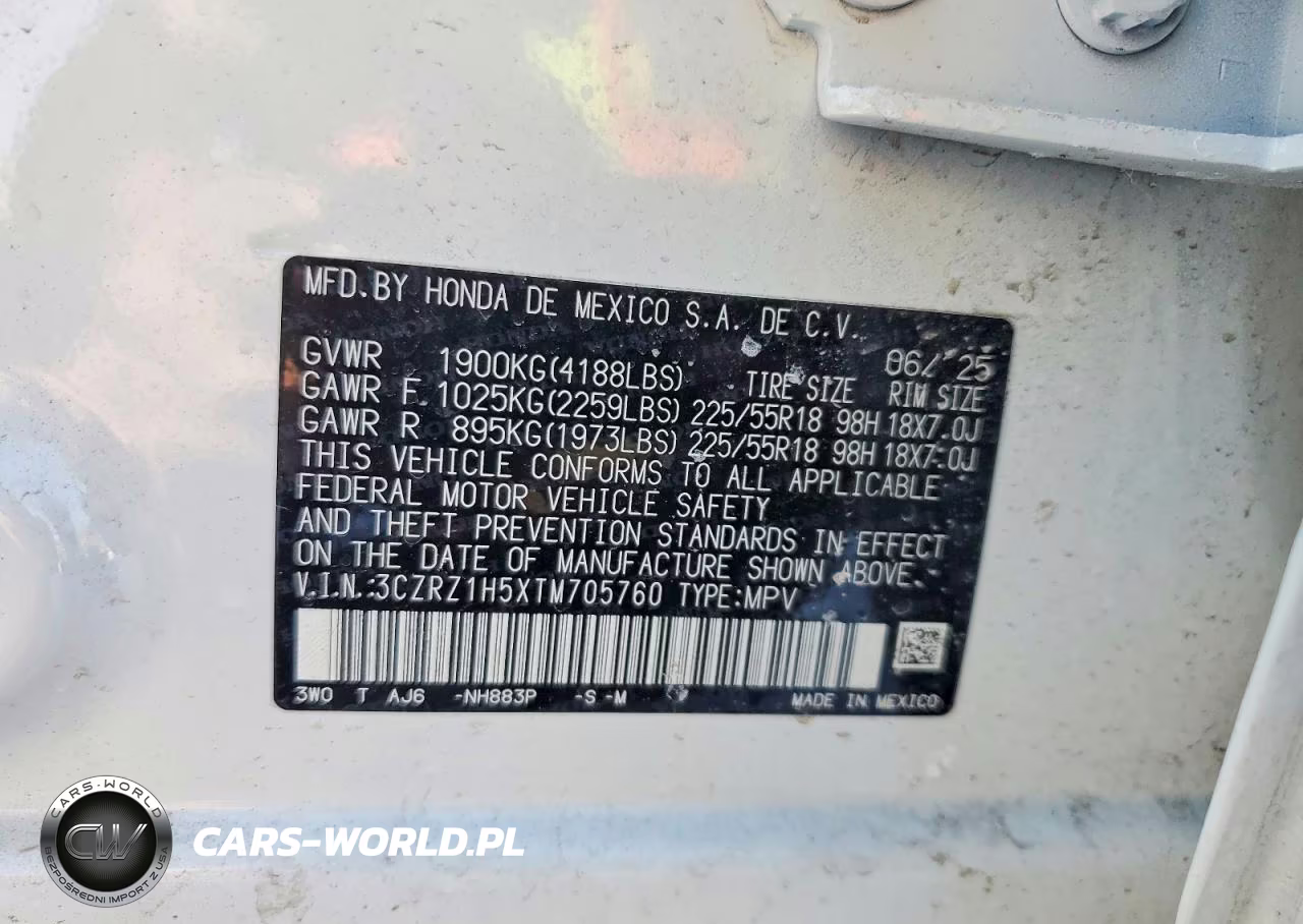 2026 Honda Hr-V Sport VIN:3CZRZ1H5XTM705760 - 14