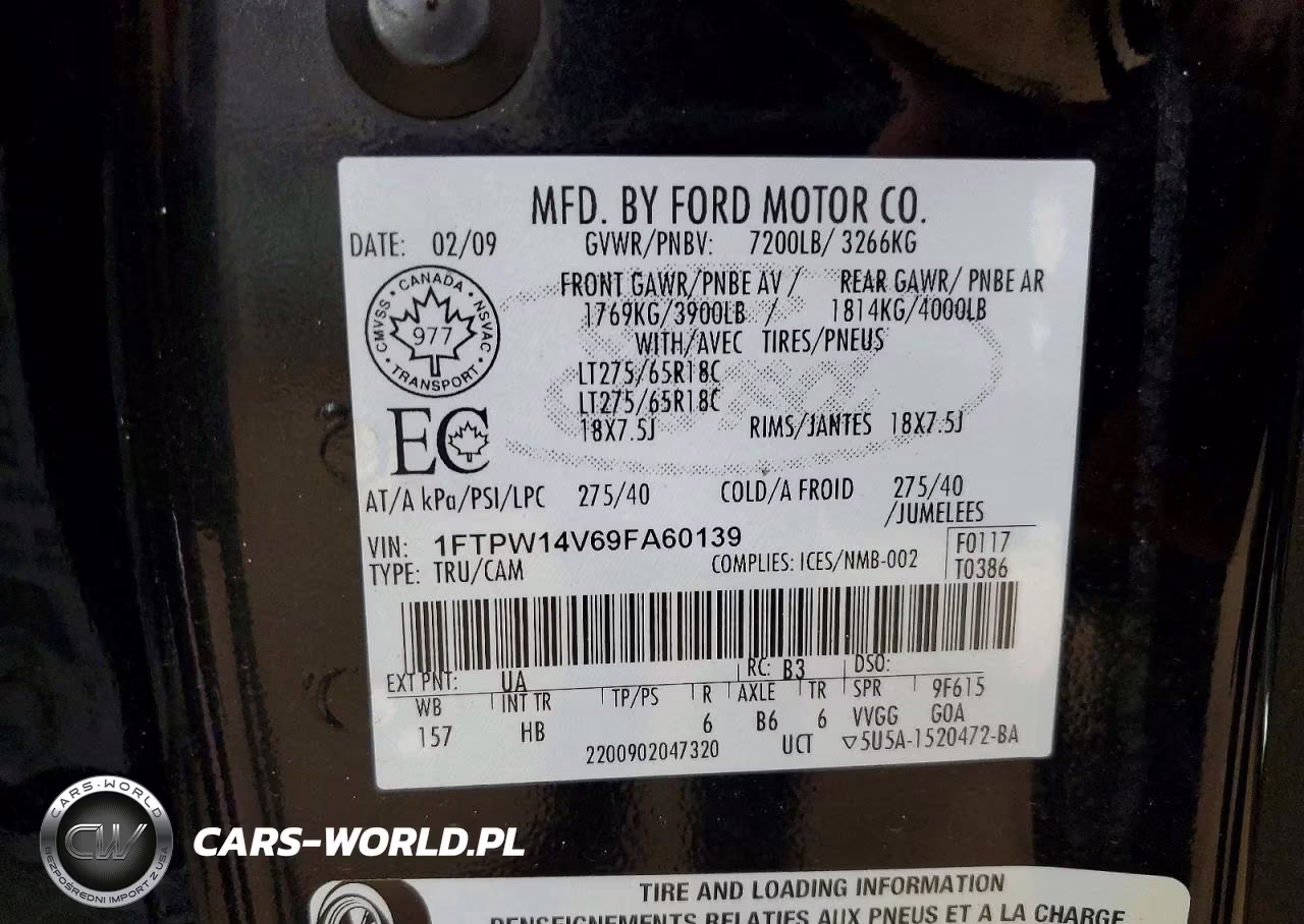 FORD F150 SUPER VIN:1FTPW14V69FA60139 - 12
