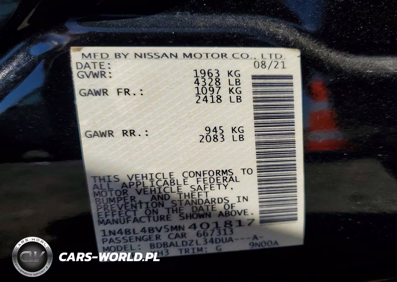 2021 Nissan Altima S VIN:1N4BL4BV5MN401817 - 13