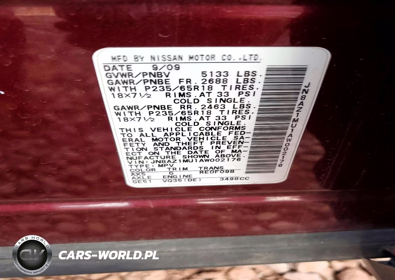 2010 Nissan Murano S VIN:JN8AZ1MU1AW002176 - 12