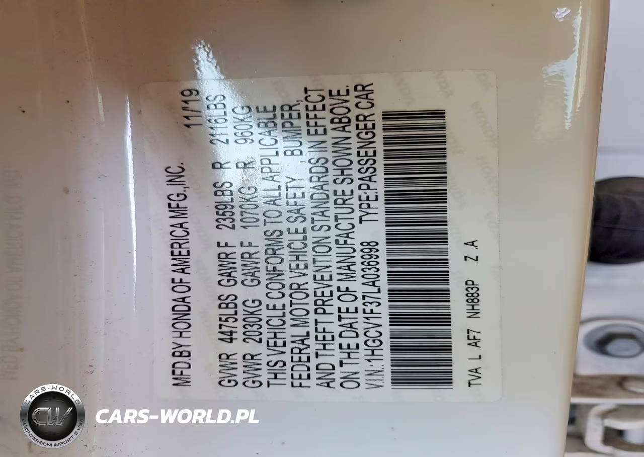 2020 Honda Accord Sport VIN:1HGCV1F37LA036998 - 12