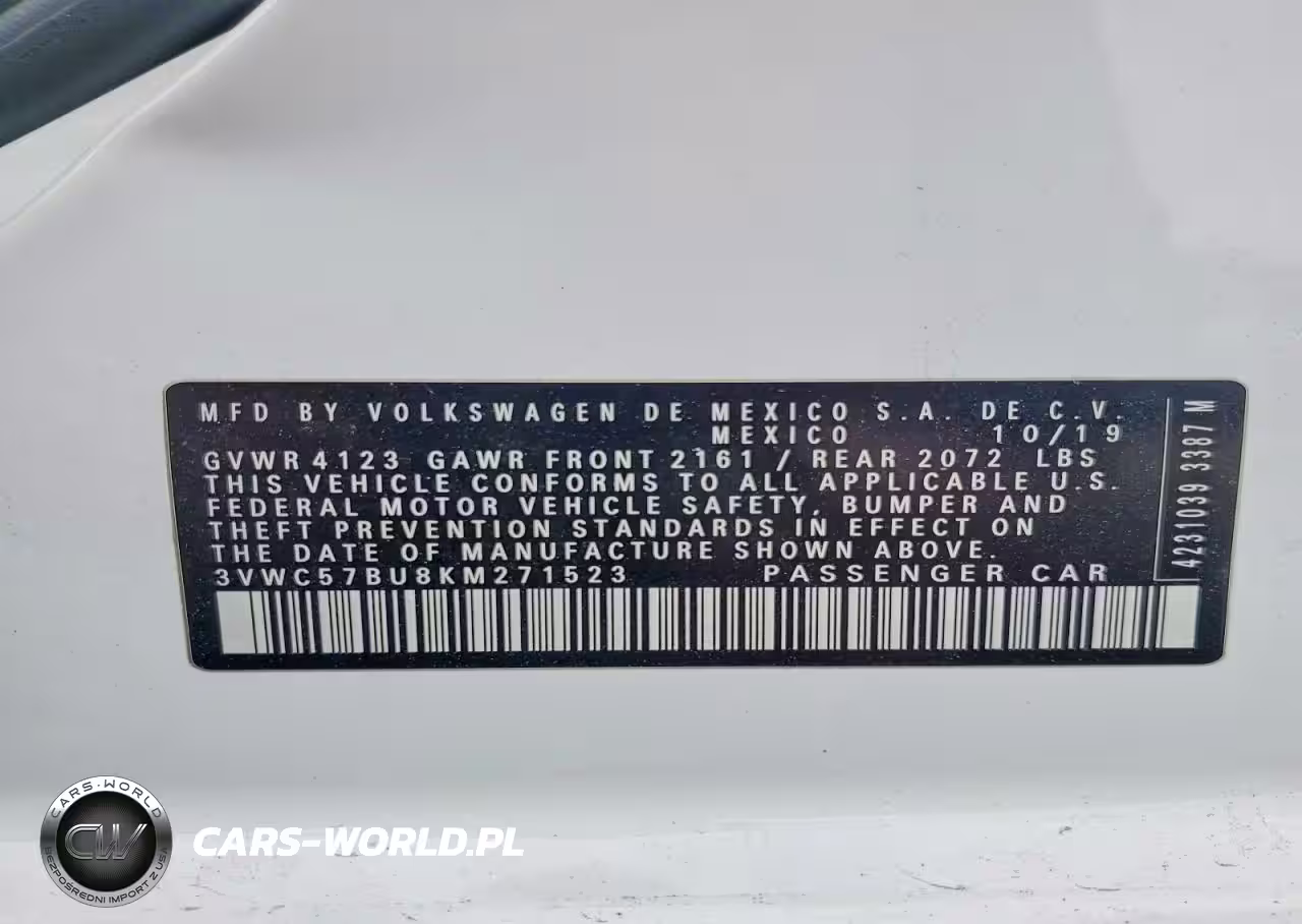 2019 Volkswagen Jetta S VIN:3VWC57BU8KM271523 - 12