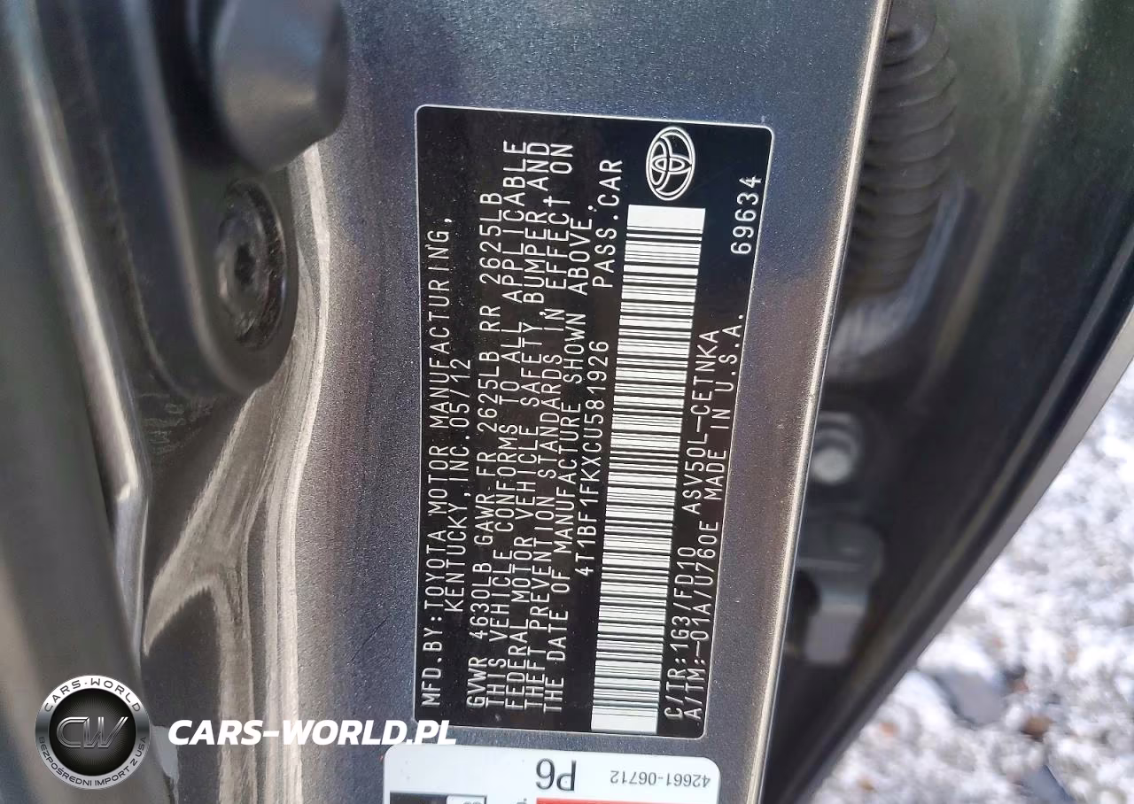 2012 Toyota Camry Le VIN:4T1BF1FKXCU581926 - 13
