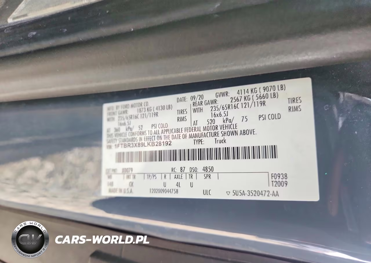 2020 Ford Transit 250 Delivery Van VIN:1FTBR3X89LKB28192 - 13