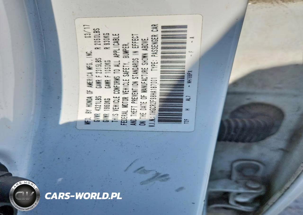 2017 Honda Accord Exl VIN:1HGCR2F98HA187001 - 12