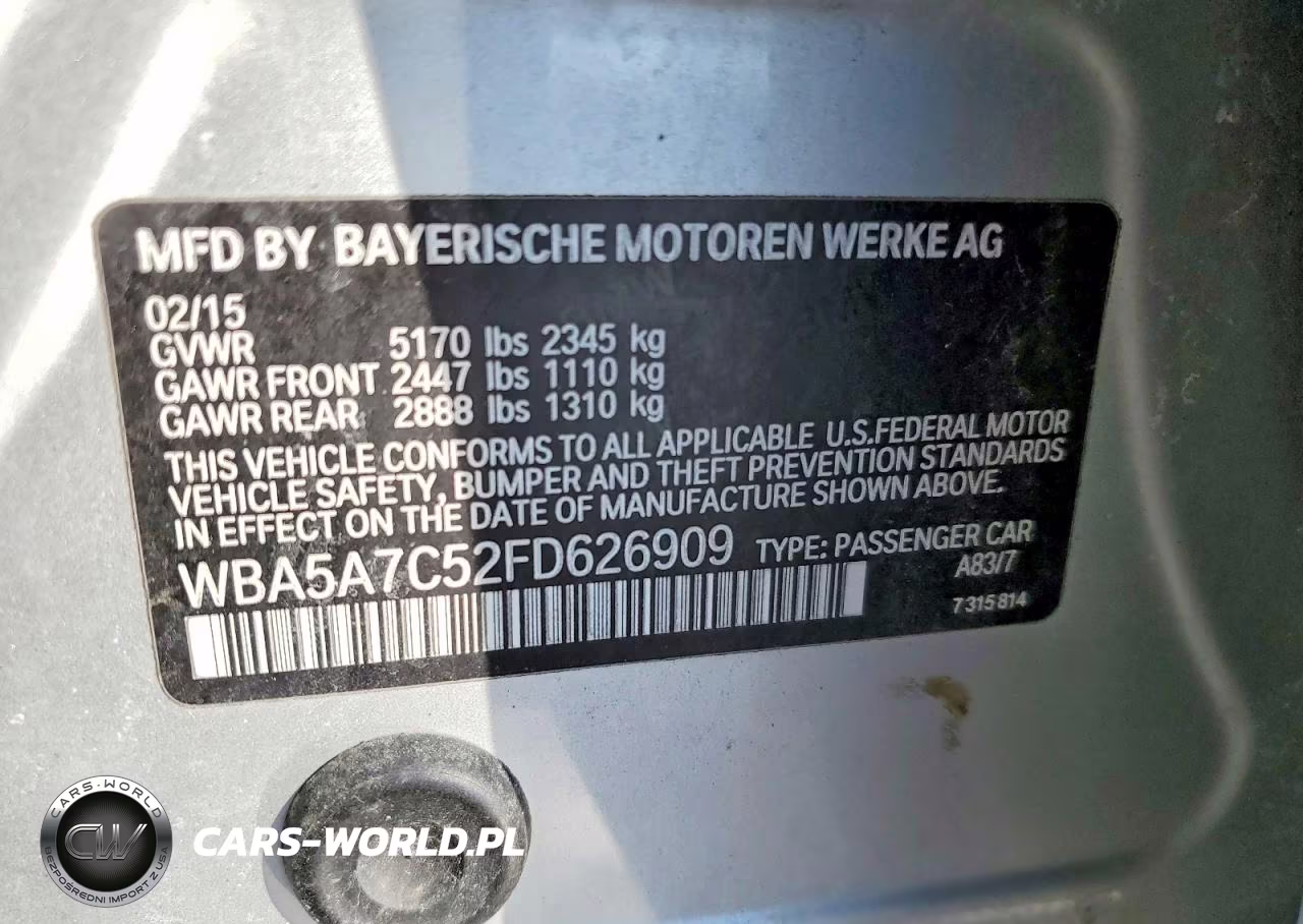 2015 BMW 528 Xi VIN:WBA5A7C52FD626909 - 12