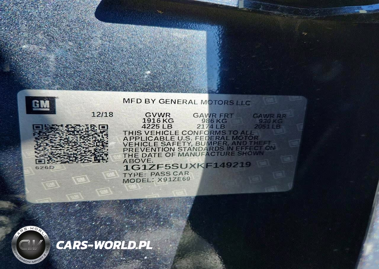 2019 Chevrolet Malibu Hybrid VIN:1G1ZF5SUXKF149219 - 12