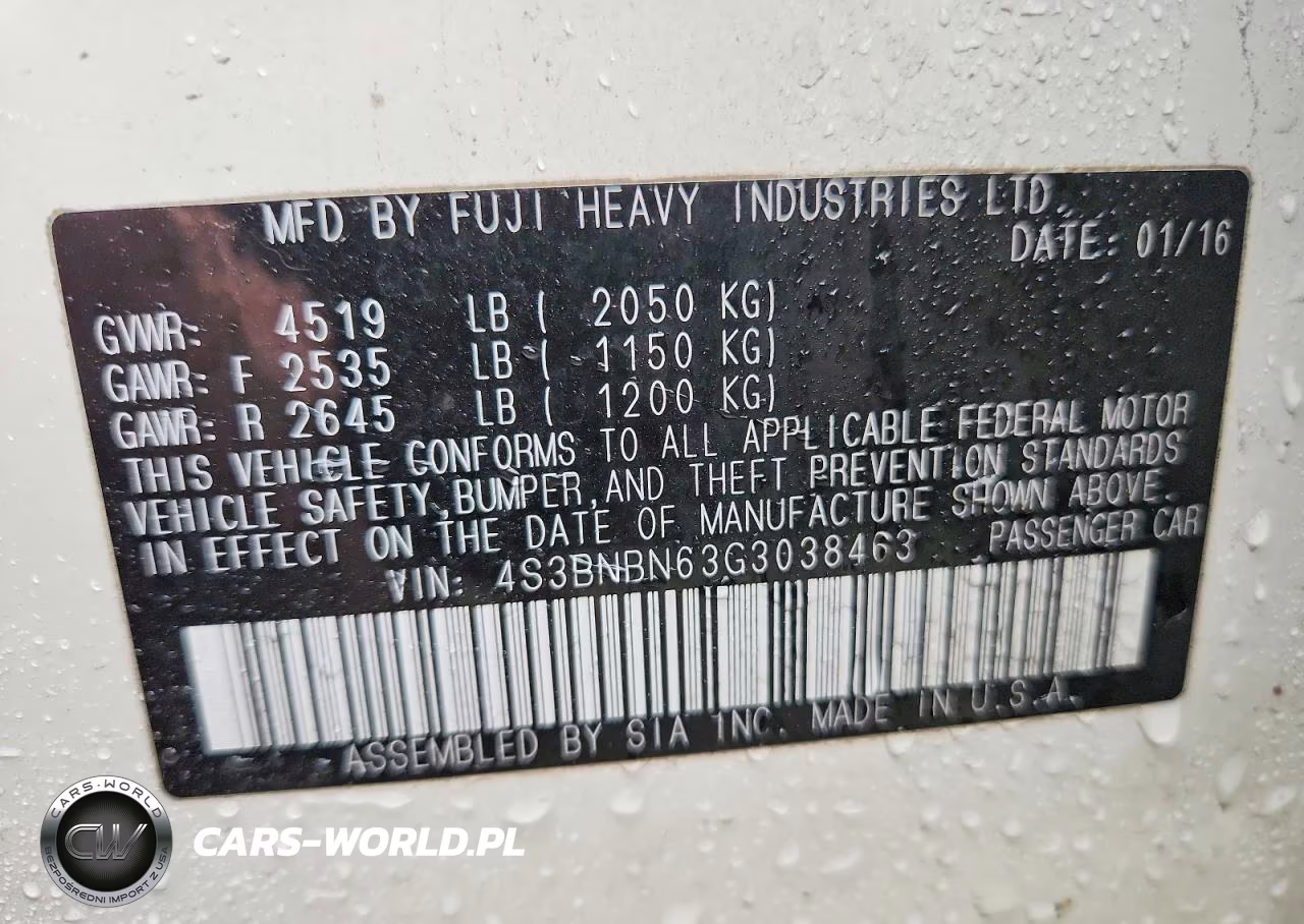 2016 Subaru Legacy 2.5I Limited VIN:4S3BNBN63G3038463 - 13