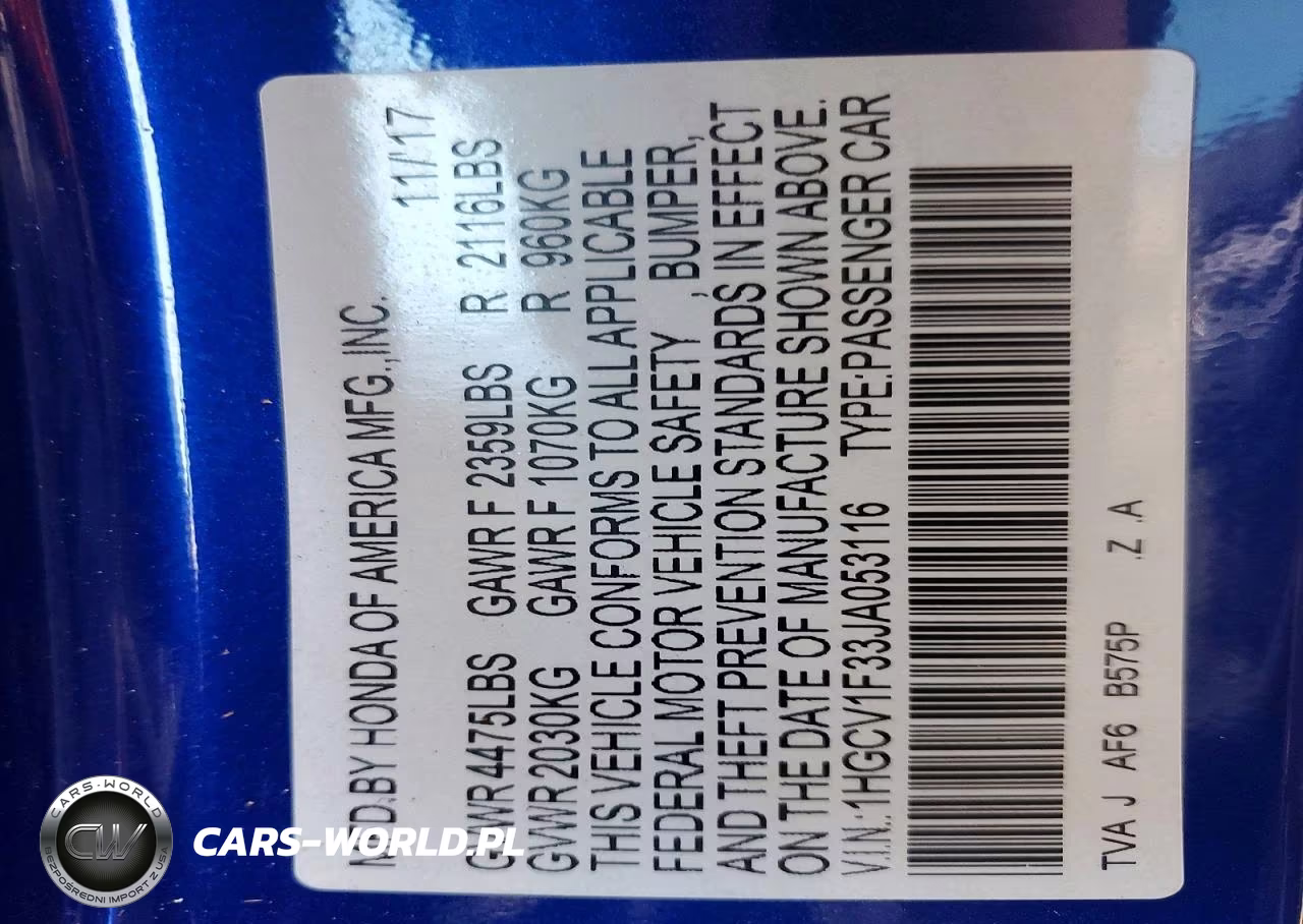 2018 Honda Accord Sport VIN:1HGCV1F33JA053116 - 13