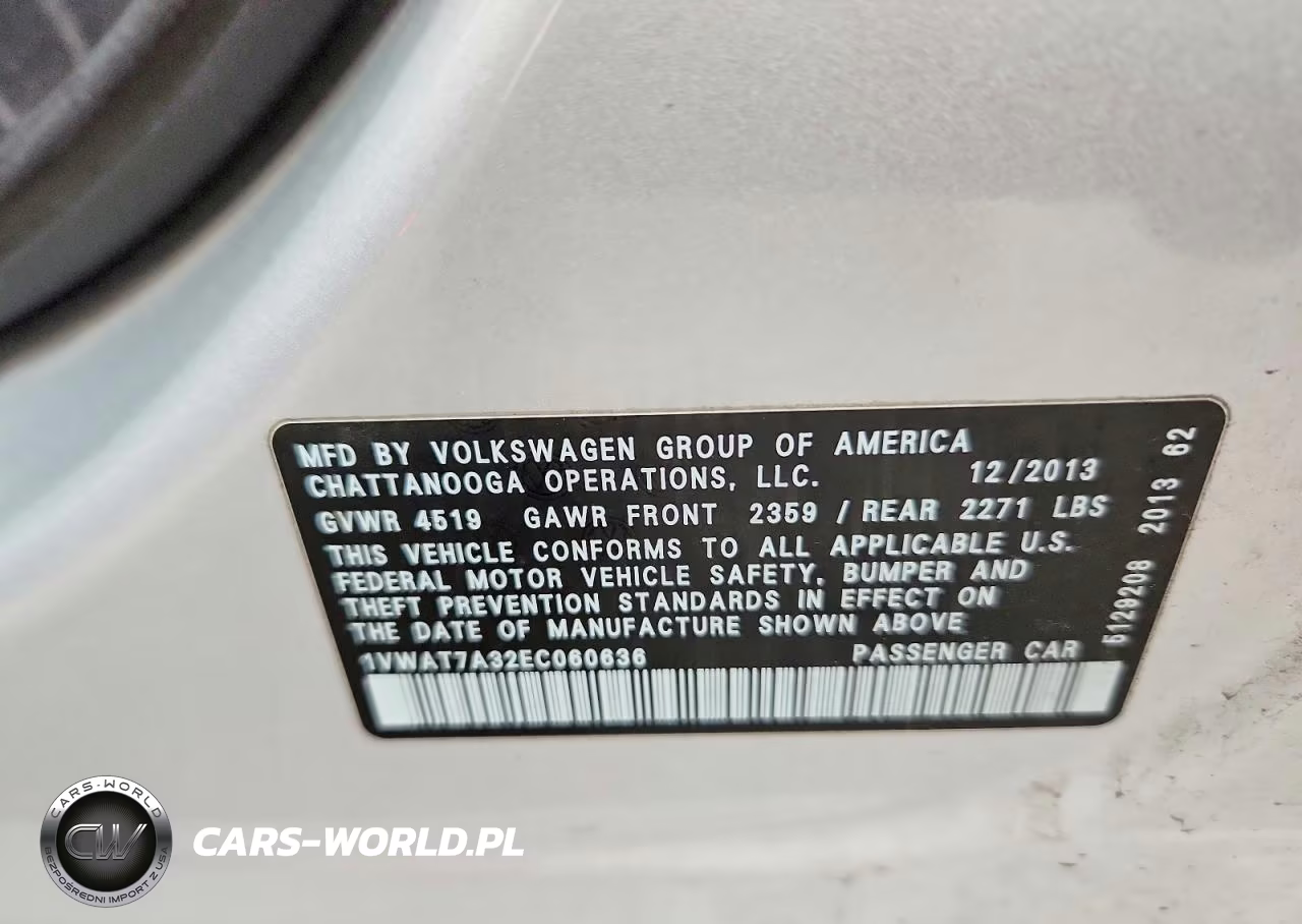 2014 Volkswagen Passat S VIN:1VWAT7A32EC060636 - 12