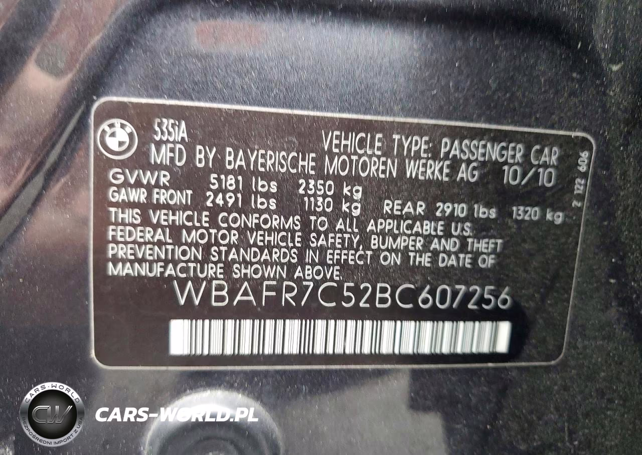 2011 BMW 535 I VIN:WBAFR7C52BC607256 - 13
