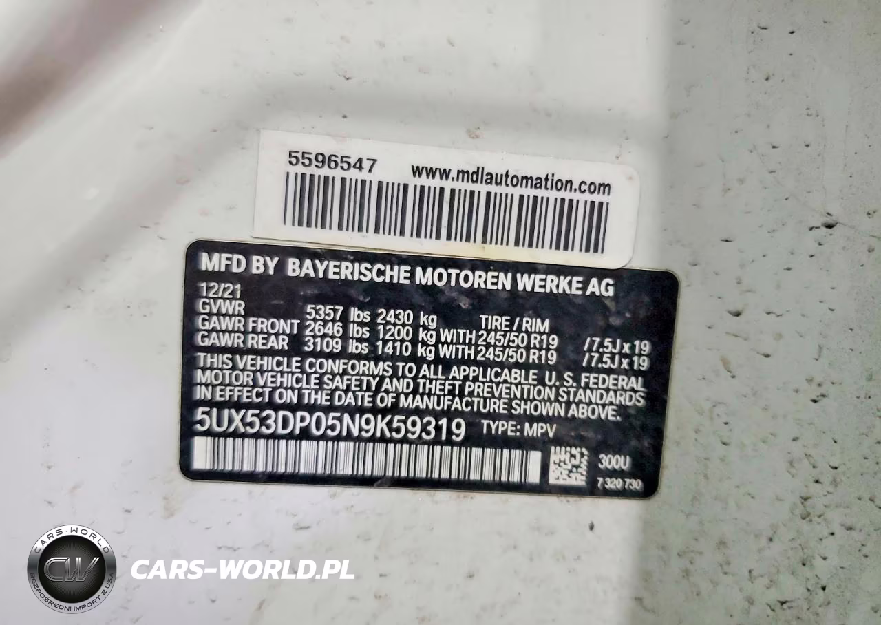 2022 BMW X3 xDrive30I VIN:5UX53DP05N9K59319 - 14