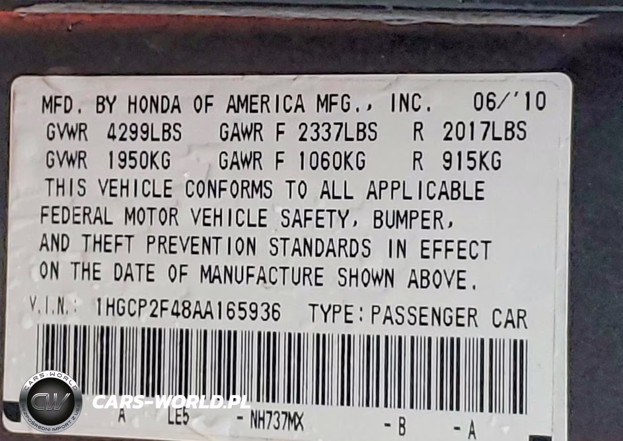 2010 Honda Accord Lxp VIN:1HGCP2F48AA165936 - 12