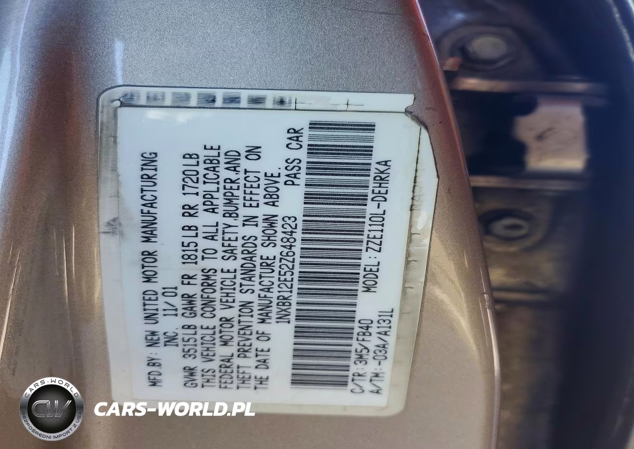 2002 Toyota Corolla Ce VIN:1NXBR12E52Z648423 - 12