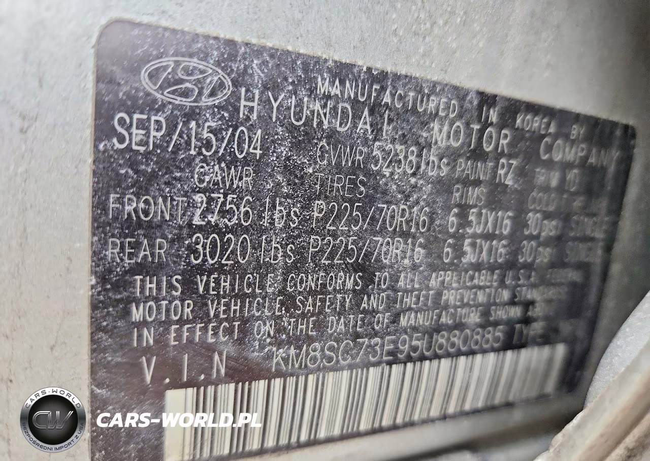 2005 Hyundai Santa Fe Gls VIN:KM8SC73E95U880885 - 12