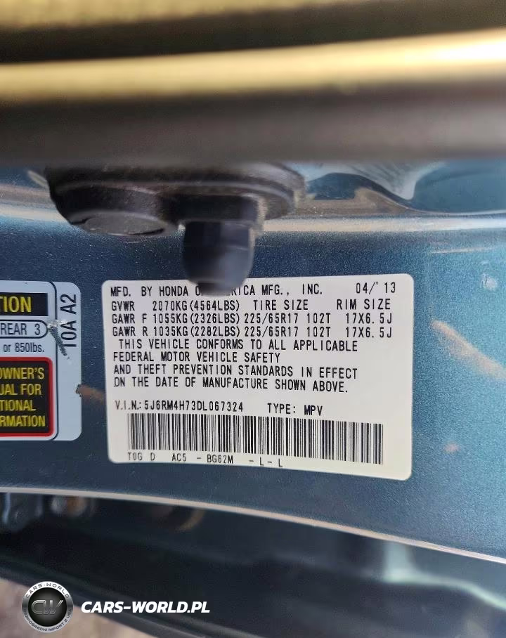 2013 Honda Cr-V Exl VIN:5J6RM4H73DL067324 - 13