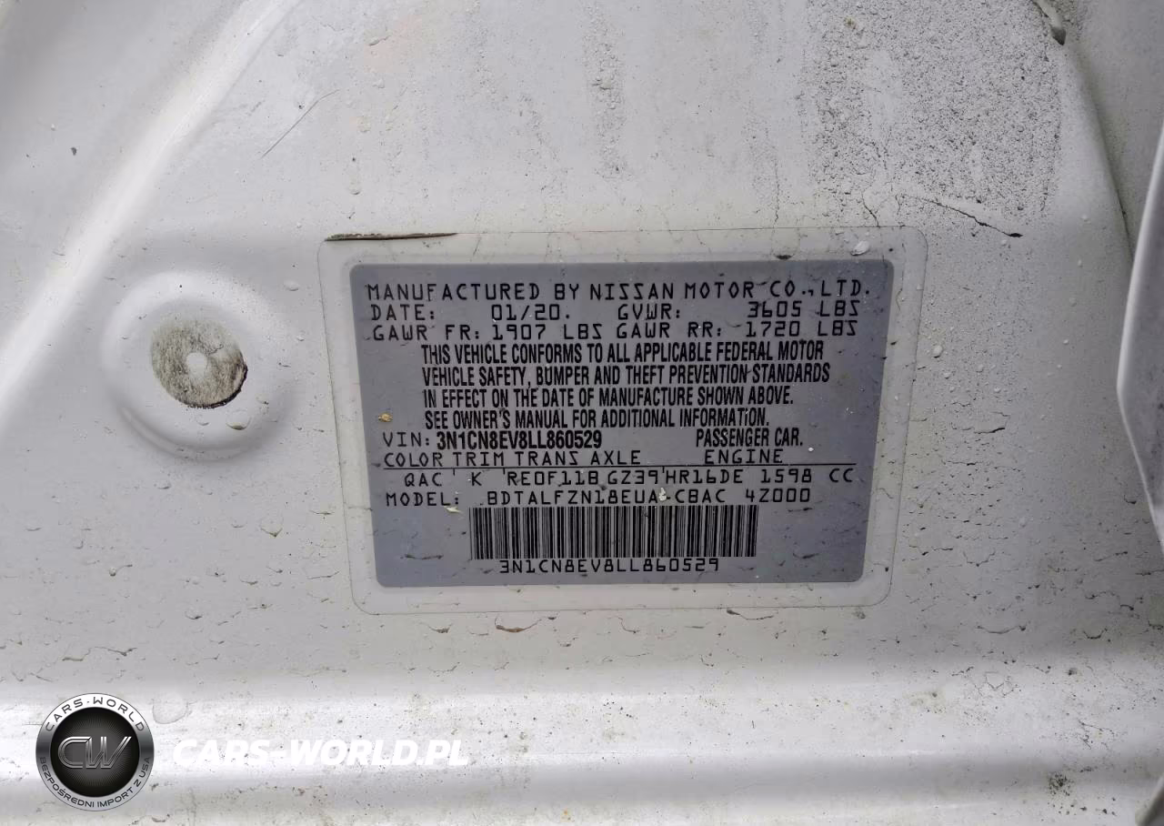 2020 Nissan Versa Sv VIN:3N1CN8EV8LL860529 - 12